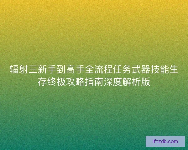 辐射三新手到高手全流程任务武器技能生存终极攻略指南深度解析版
